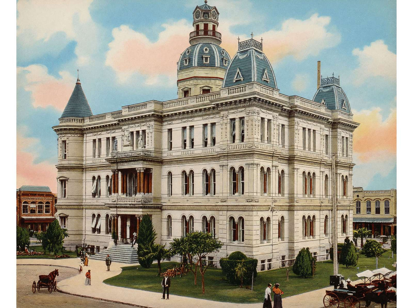 City Hall San Antonio in 1905 Vintage Print (7 Sizes) - Restored