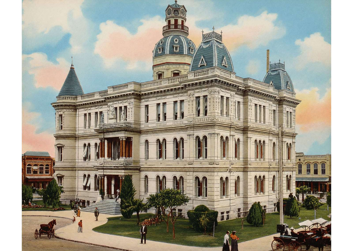 City Hall San Antonio in 1905 Vintage Print (7 Sizes) - Restored