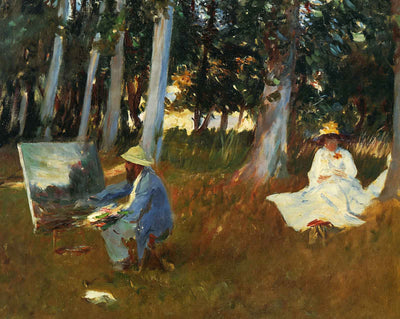 Claude Monet Painting by the Edge of a Wood fine art print by John Singer Sargent (1885)