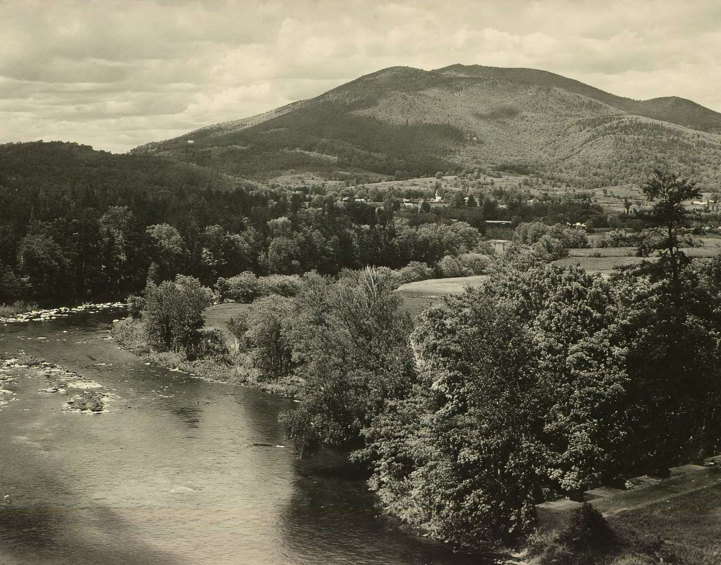 Ascutney Mountain from High Bridge Claremont NH in 1905 Vintage Print