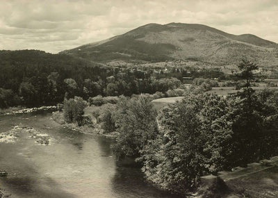 Ascutney Mountain from High Bridge Claremont NH in 1905 Vintage Print