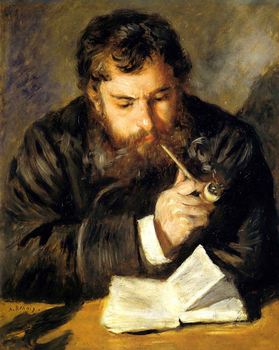 Claude Monet (the Reader) painting by Pierre-Auguste Renoir (1874)
