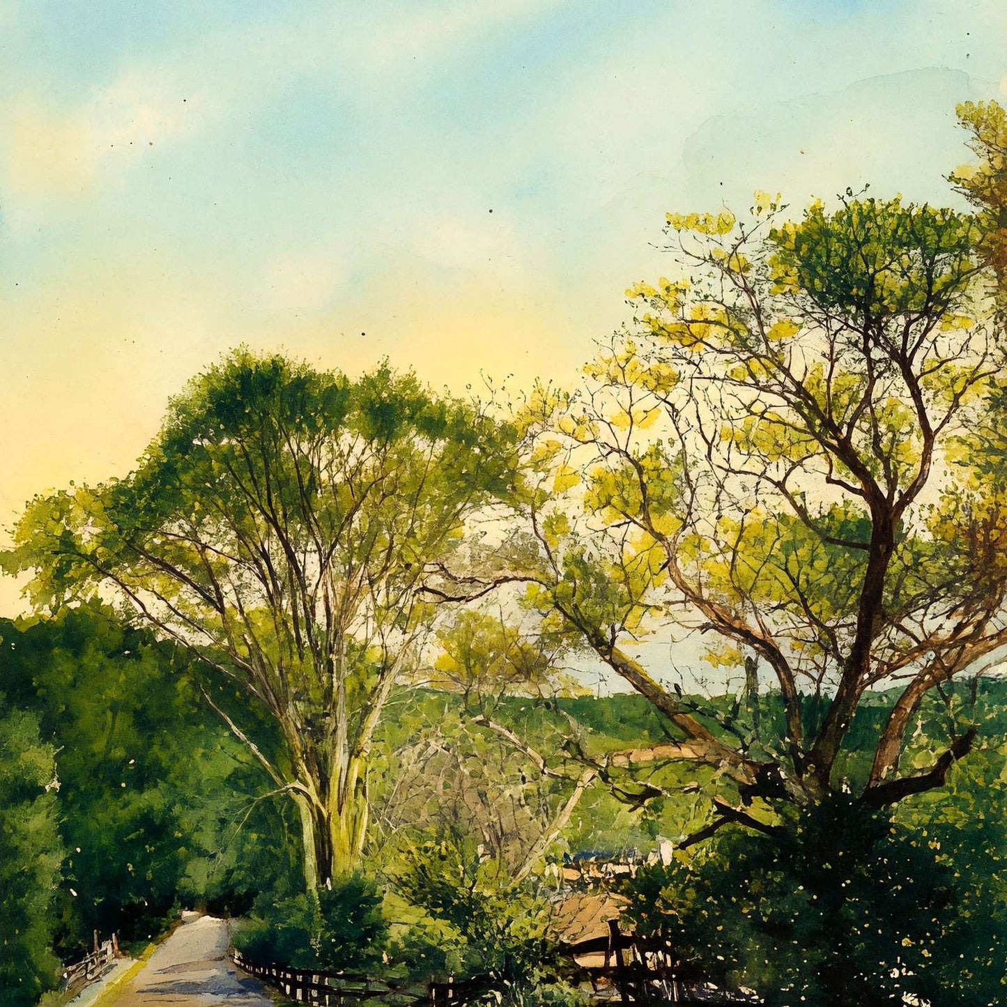 Red Water Brook Road Claremont NH in 1908 Art Print (7 Sizes) - Reproduction