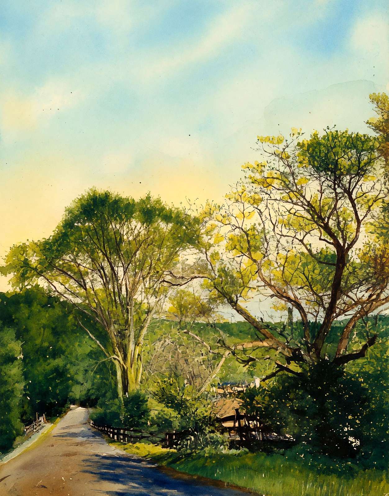 Red Water Brook Road Claremont NH in 1908 Art Print (7 Sizes) - Reproduction