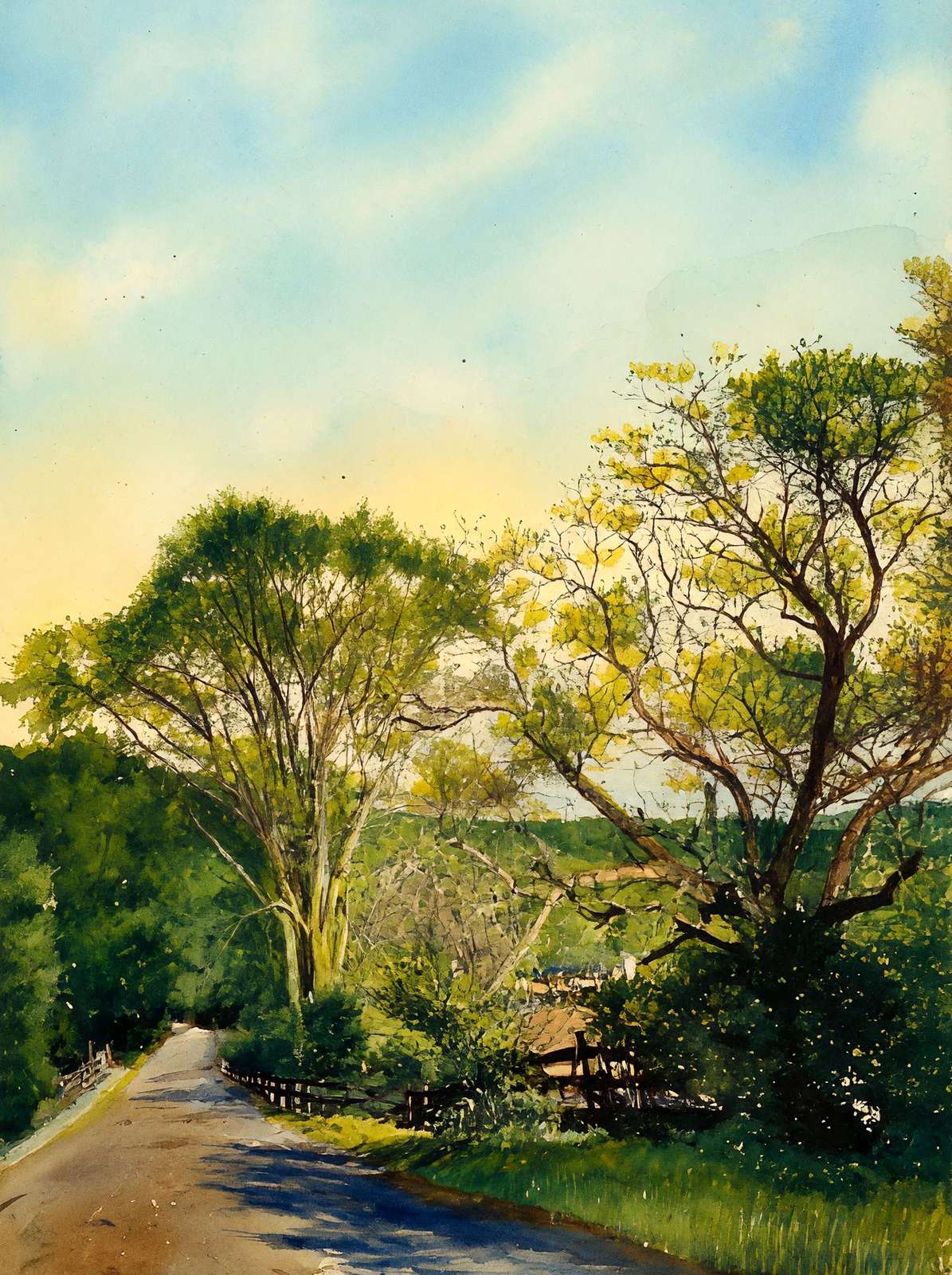 Red Water Brook Road Claremont NH in 1908 Art Print (7 Sizes) - Reproduction