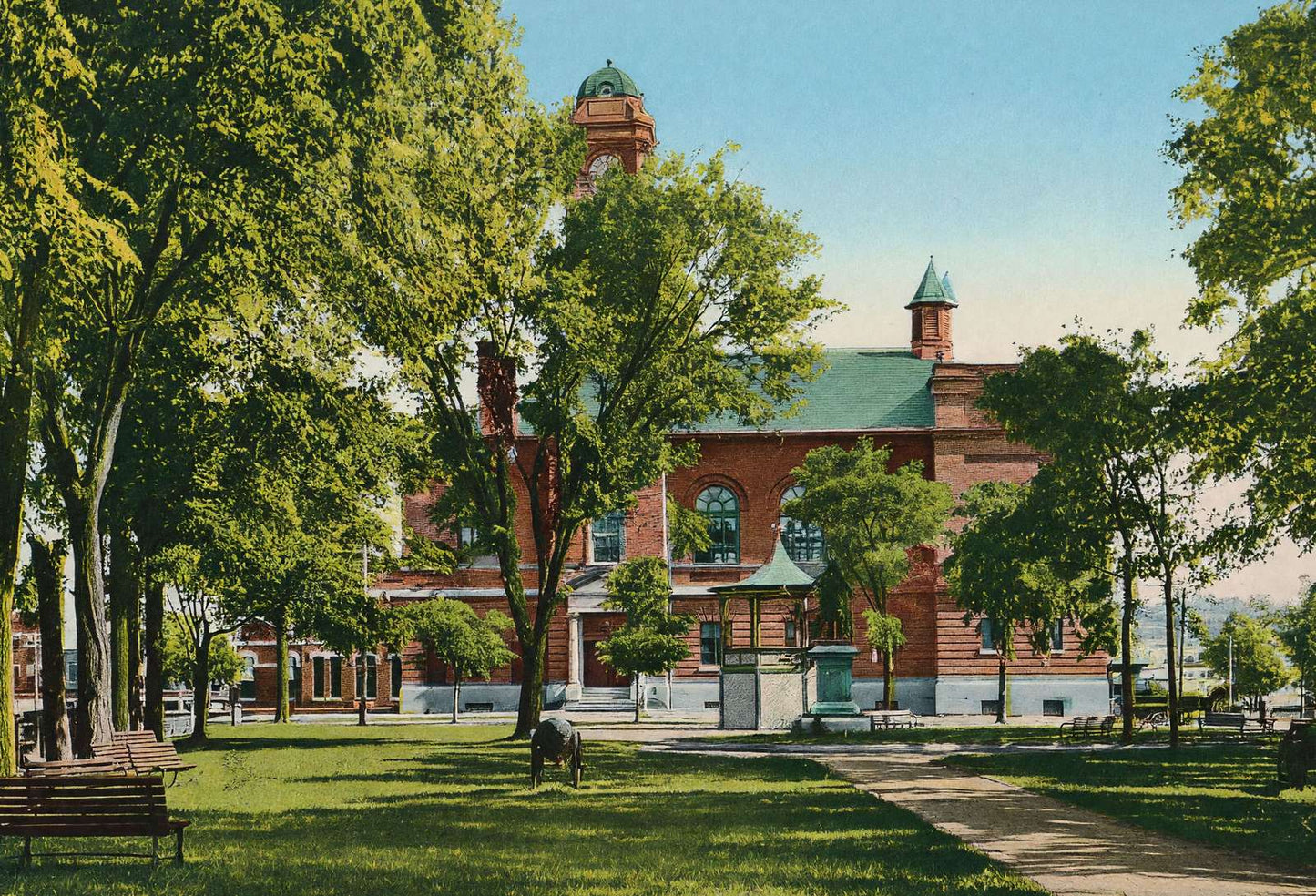 Park and Opera House Claremont NH in 1908 Vintage Print (7 Sizes)