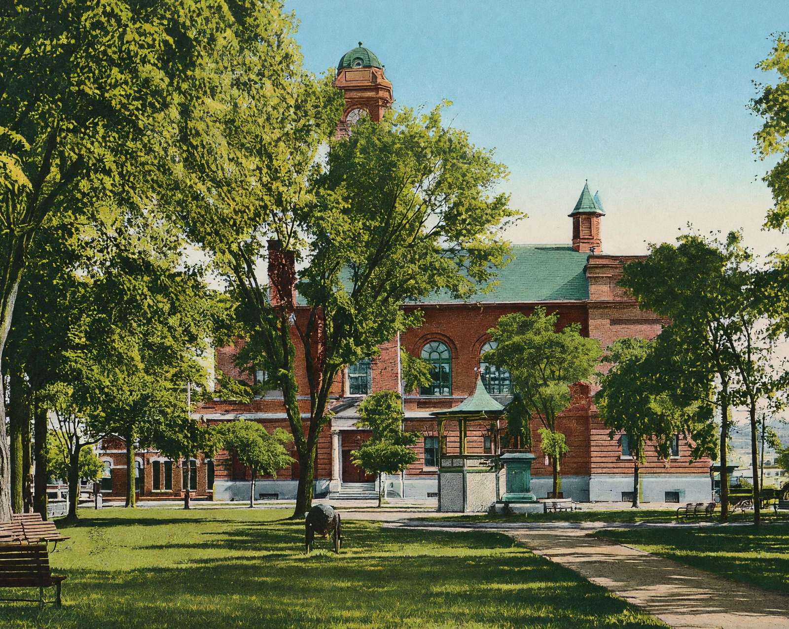 Park and Opera House vintage print