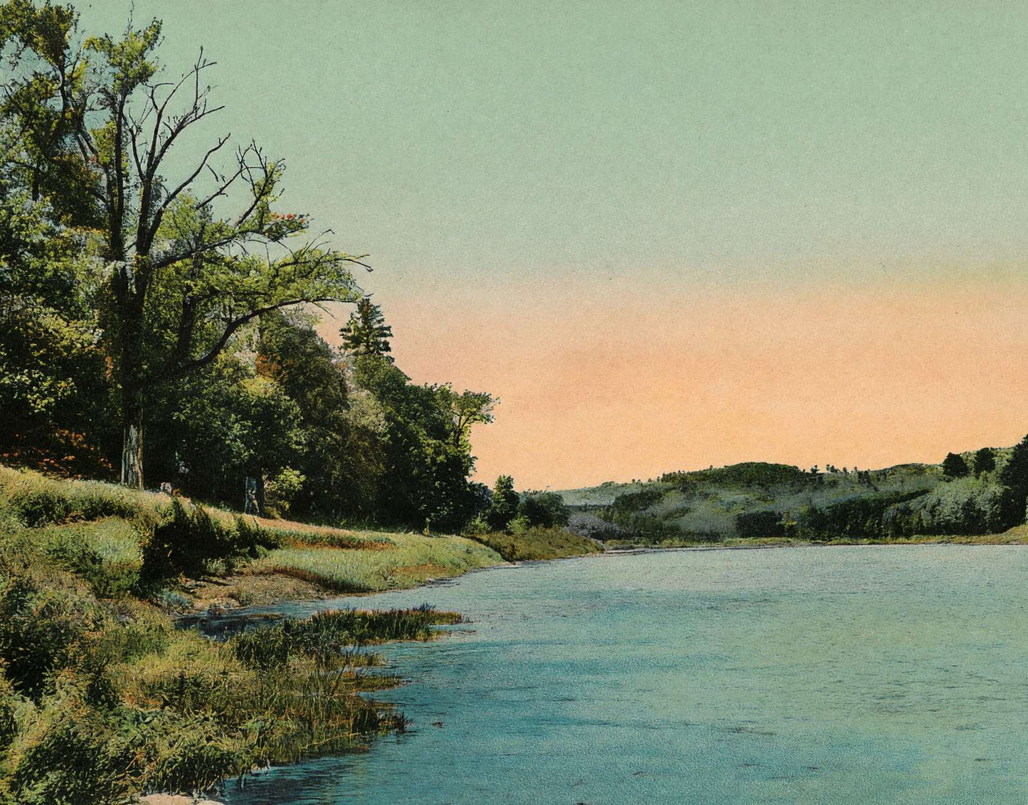 Connecticut River Below Ashley Ferry Claremont NH in 1908 Vintage Print