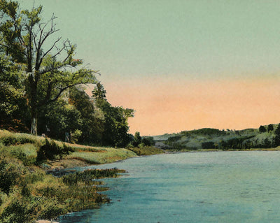 Connecticut River Below Ashley Ferry vintage print