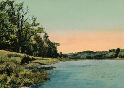 Connecticut River Below Ashley Ferry Claremont NH in 1908 Vintage Print