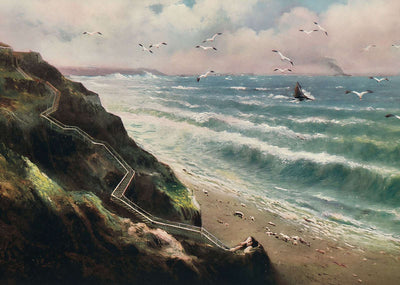 The Cliffs and Steps to the Sands Bournemouth in 1903 Vintage Print (7 Sizes)