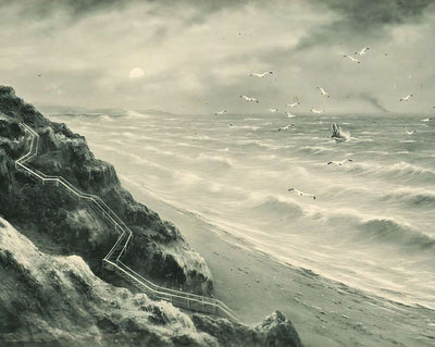 The Cliffs and Steps to the Sands vintage photo