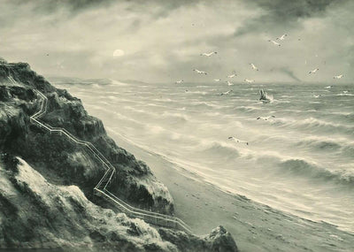 The Cliffs and Steps to the Sands Bournemouth in 1903 Vintage Print (7 Sizes)