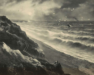 The Cliffs and Steps to the Sands vintage photo print