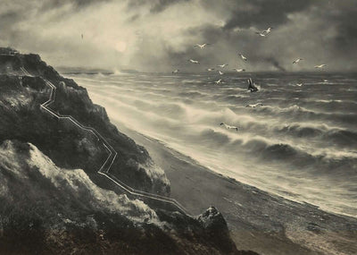 The Cliffs and Steps to the Sands Bournemouth in 1903 Vintage Print (7 Sizes)