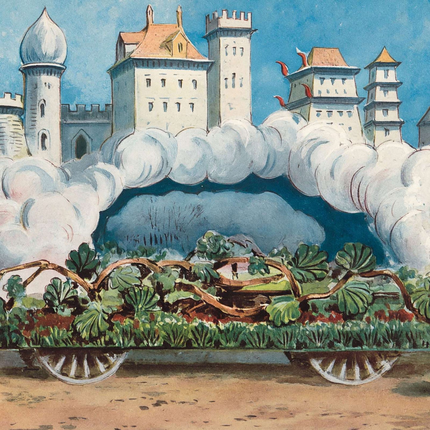 Cloud Castle Float Houston Carnival 1907 Vintage Print (7 Sizes) - Reproduction