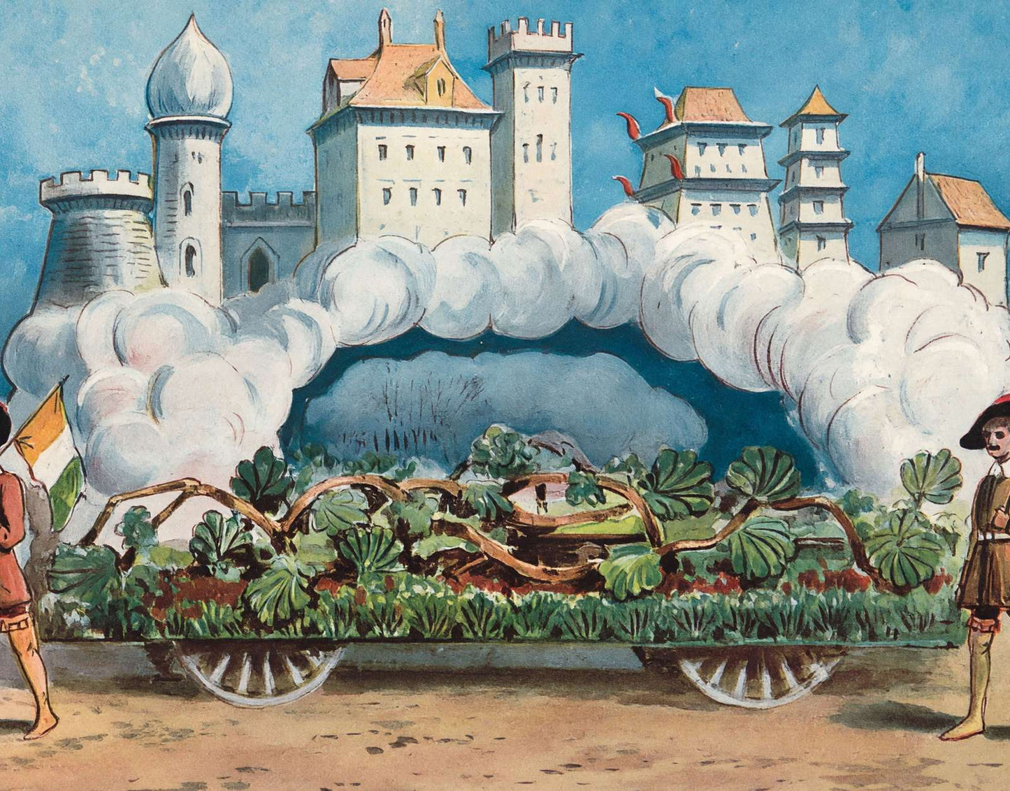 Cloud Castle Float Houston Carnival 1907 Vintage Print (7 Sizes) - Reproduction