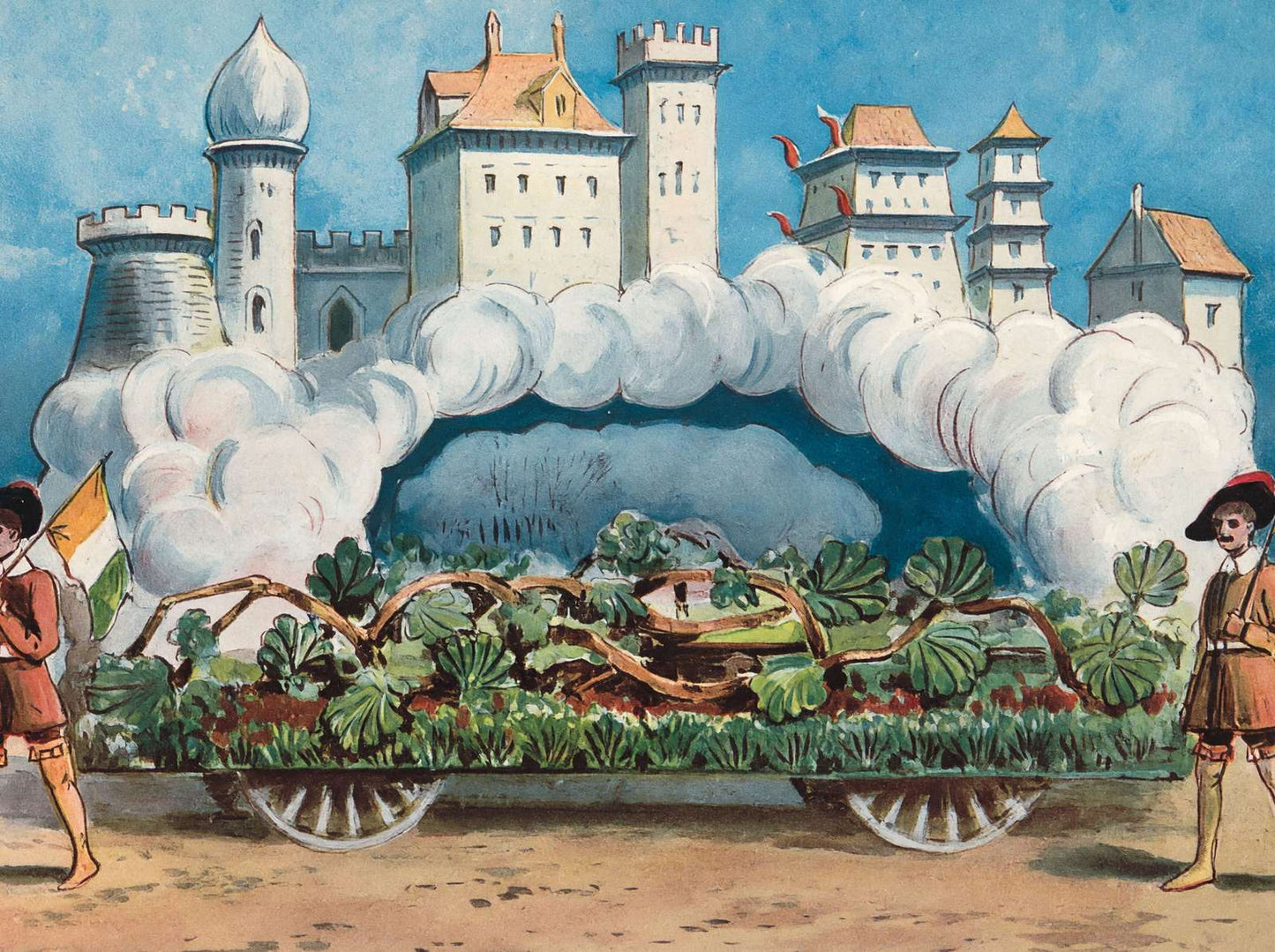 Cloud Castle Float Houston Carnival 1907 Vintage Print (7 Sizes) - Reproduction