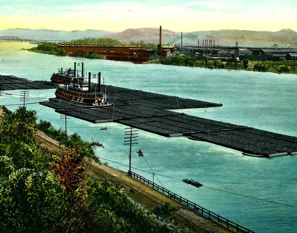 Coal Fleets on the Ohio River Pittsburgh in 1906 Vintage Print (7 Sizes)
