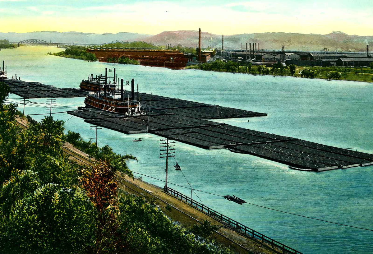 Coal Fleets on the Ohio River Pittsburgh in 1906 Vintage Print (7 Sizes)