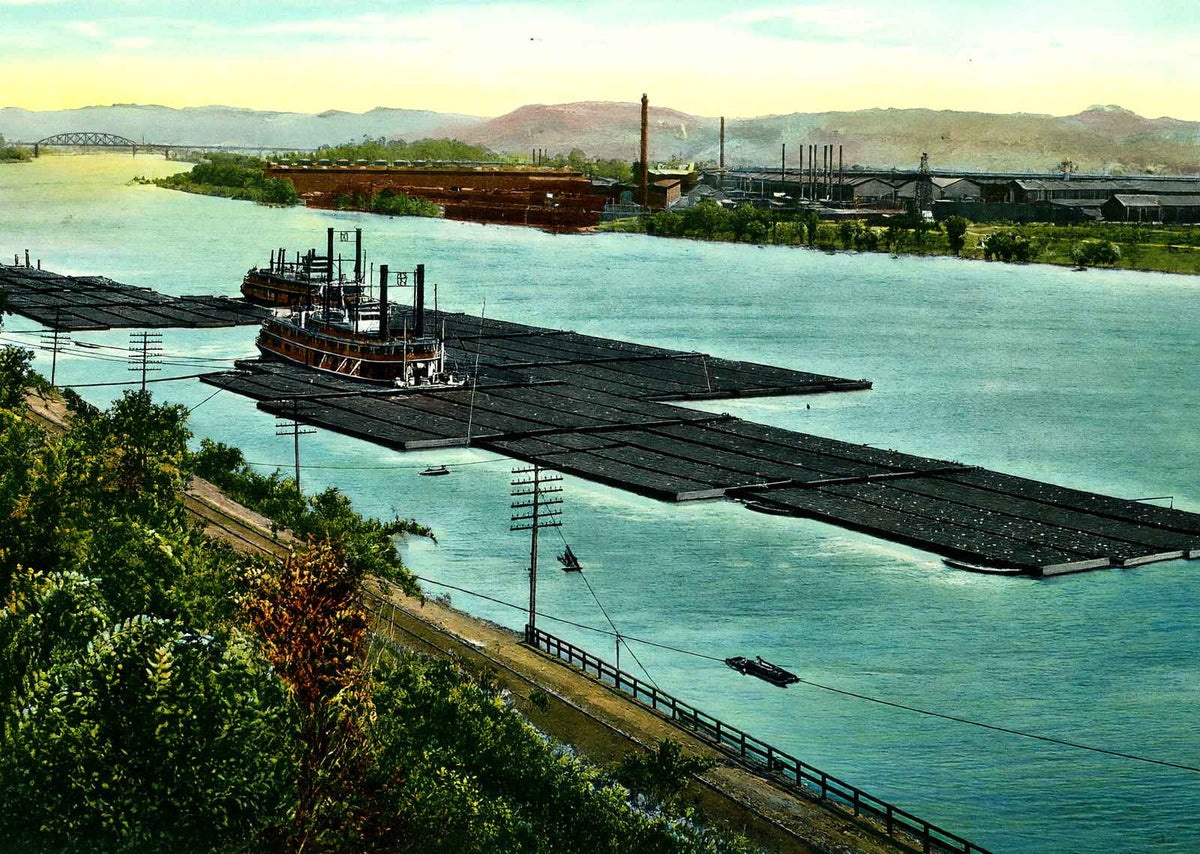 Coal Fleets on the Ohio River Pittsburgh in 1906 Vintage Print (7 Sizes)