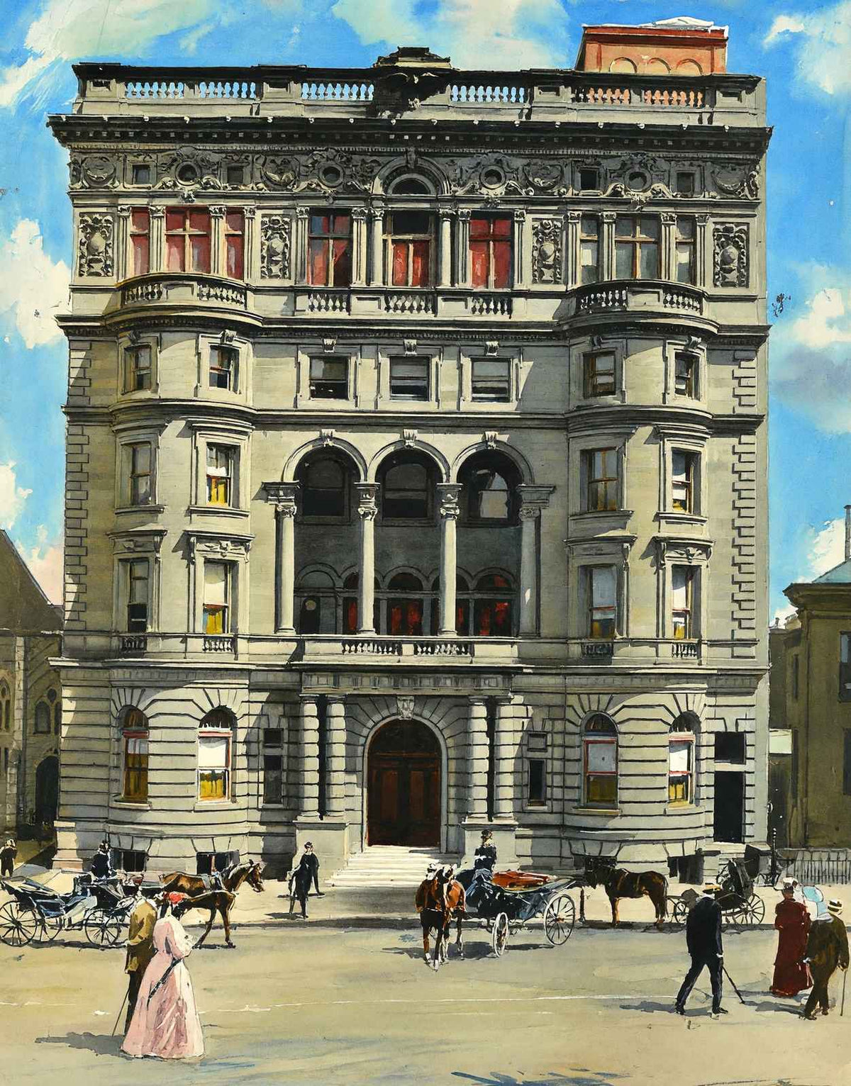 Columbia Club Indianapolis in 1905 Art Print (7 Sizes) - Enhanced