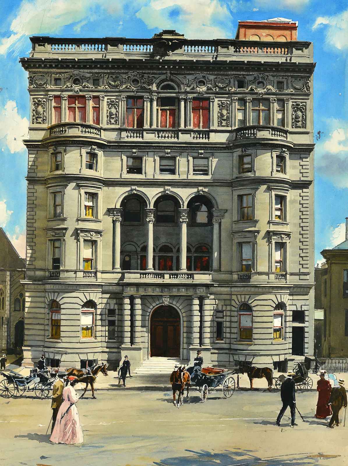Columbia Club Indianapolis in 1905 Art Print (7 Sizes) - Enhanced