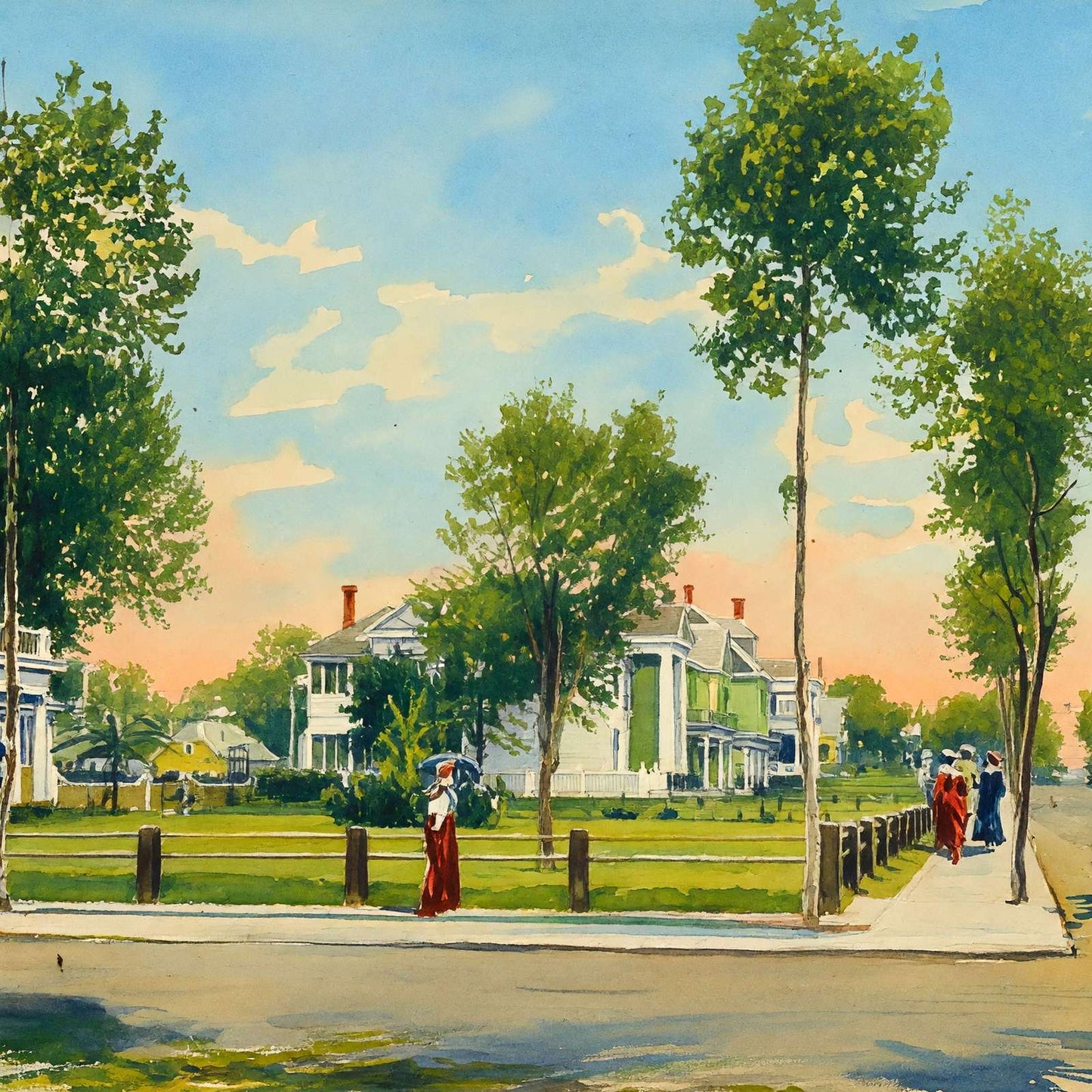 Colonial Hill Dallas in 1906 Art Print (7 Sizes) - Retouched