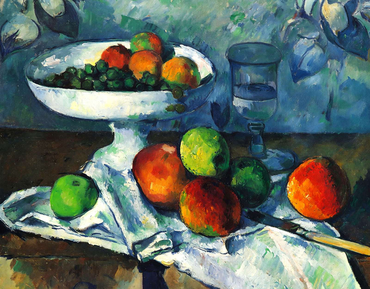 Compotier, Glass and Apples Fine Art Print 1880 by Paul Cezanne (6 Sizes)