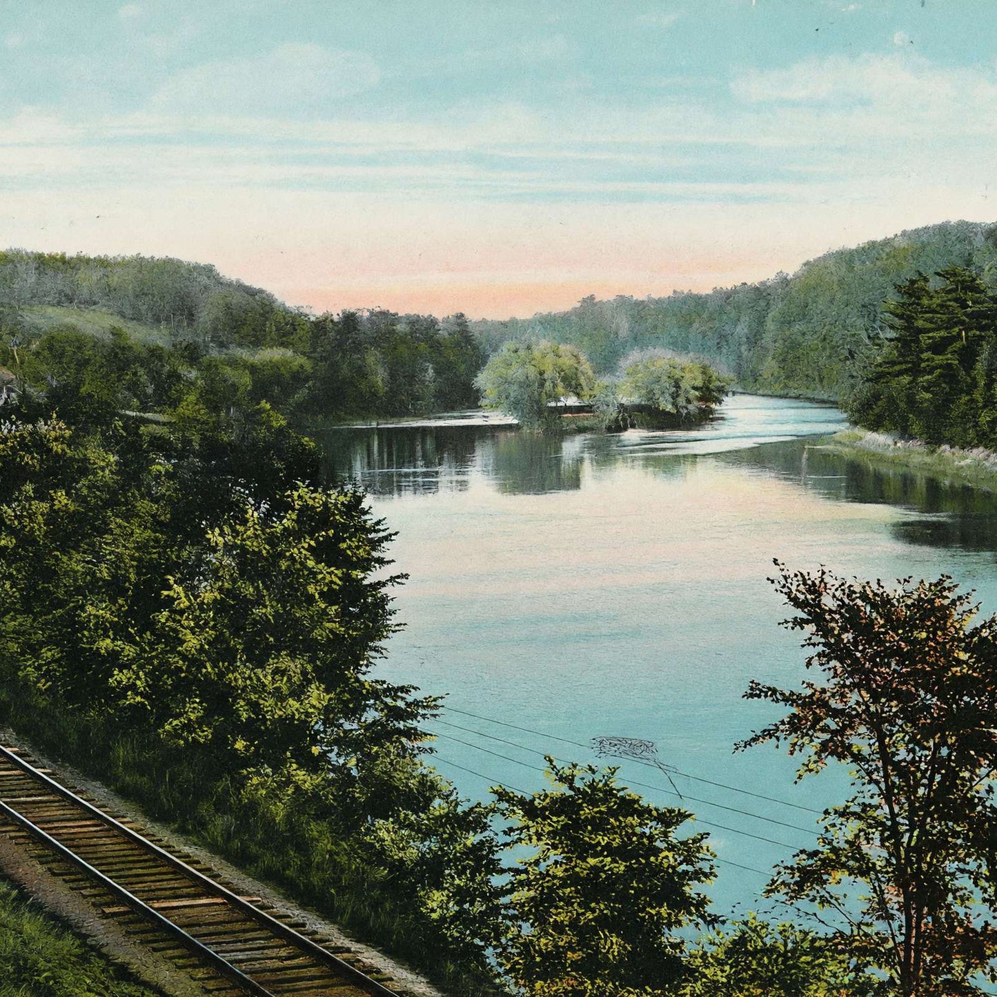 Connecticut River Below Hanover NH in 1910 Vintage Print (7 Sizes)