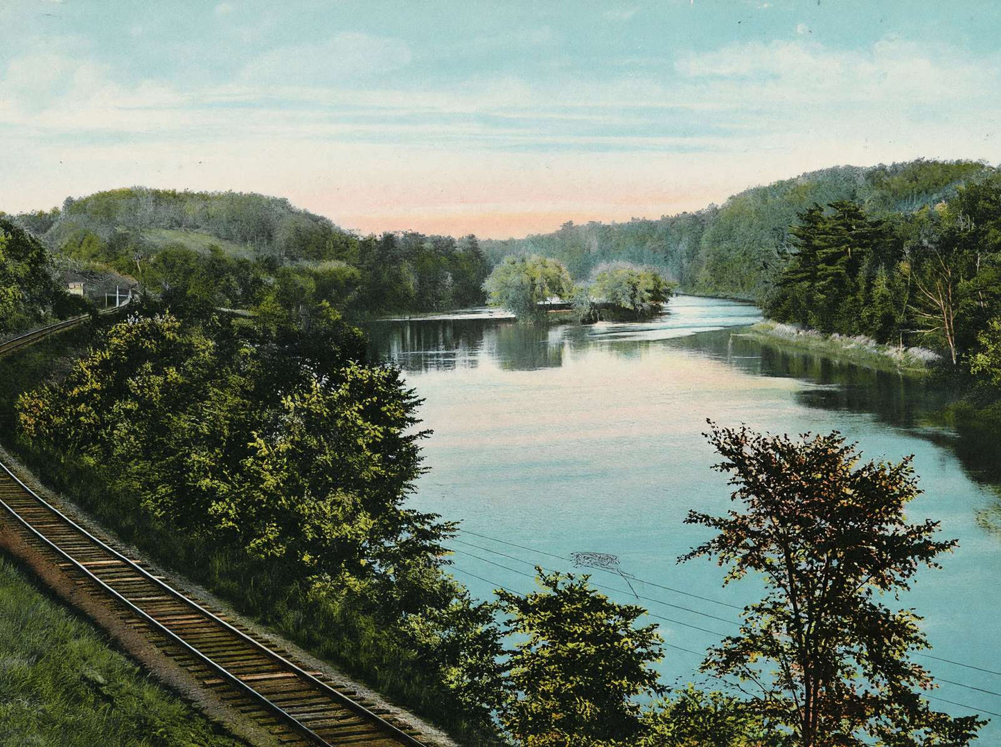 Connecticut River Below Hanover NH in 1910 Vintage Print (7 Sizes)