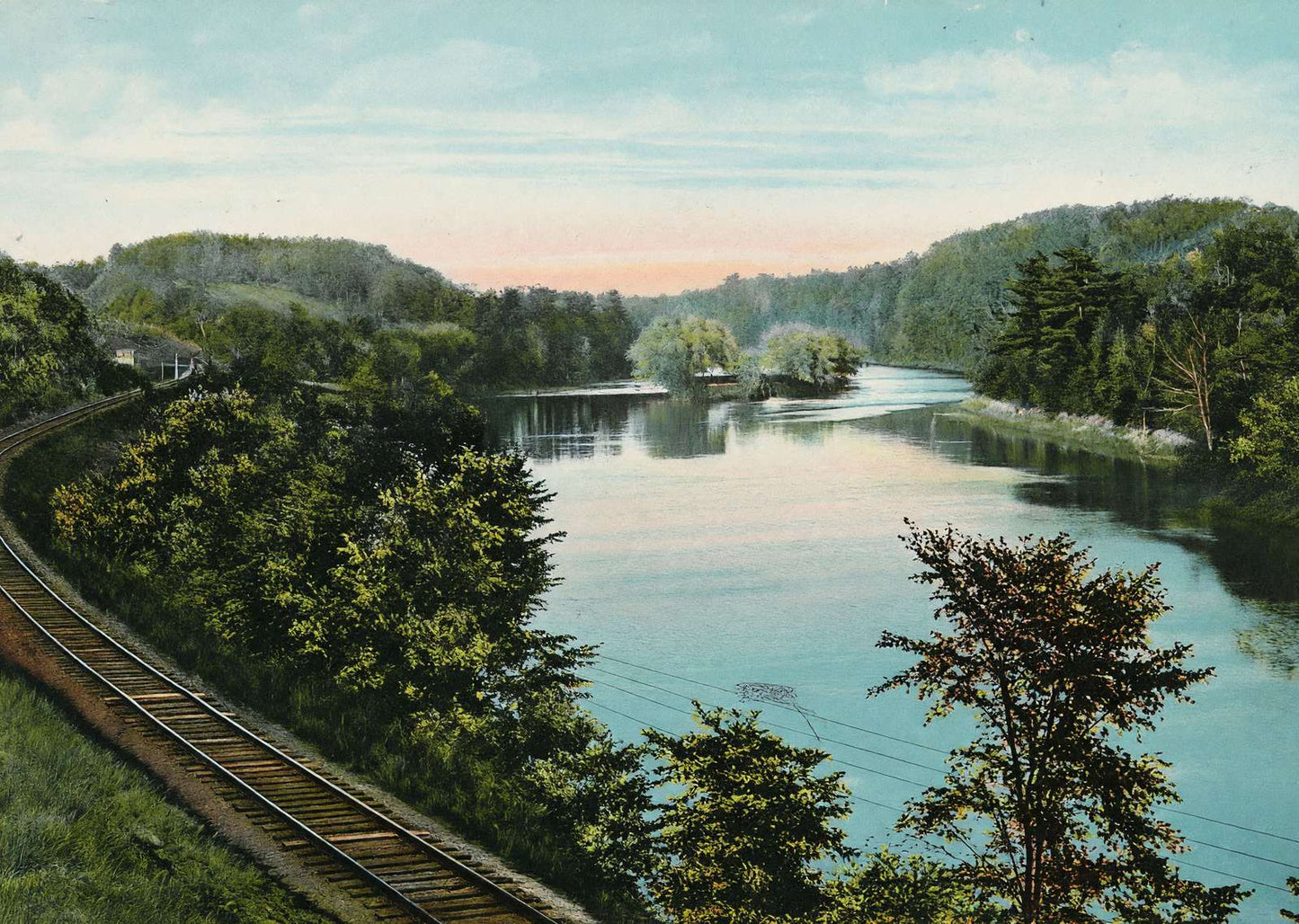 Connecticut River Below Hanover NH in 1910 Vintage Print (7 Sizes)