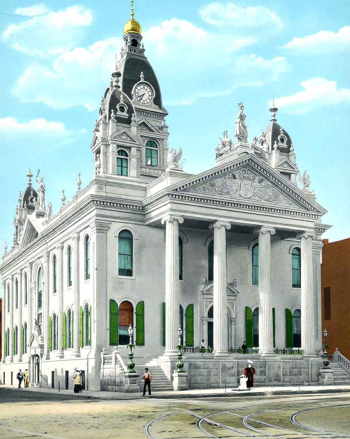 Court House in Mobile in 1906 vintage print