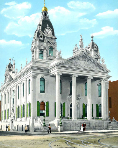Court House in Mobile in 1906 vintage print