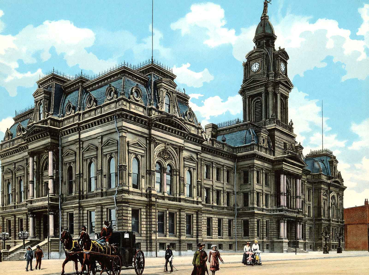 Court House Columbus Ohio in 1905 Vintage Print (7 Sizes) - Premium Print