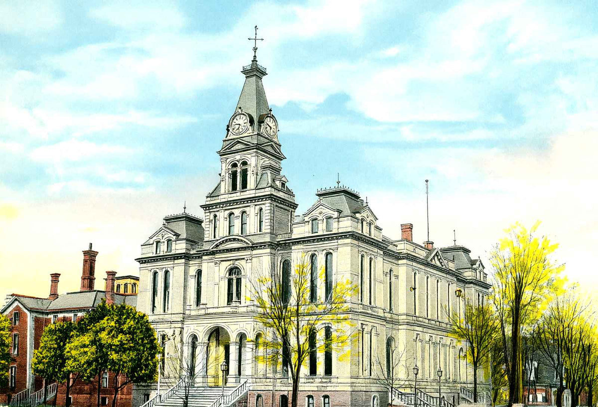 County Court House Springfield Ohio in 1907 Vintage Print (7 Sizes)