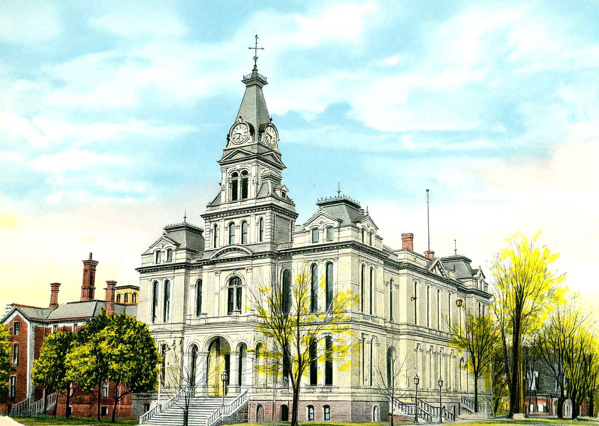 County Court House Springfield Ohio in 1907 Vintage Print (7 Sizes)