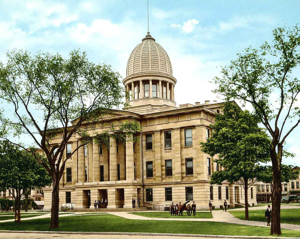Court House in Springfield in 1906 vintage print
