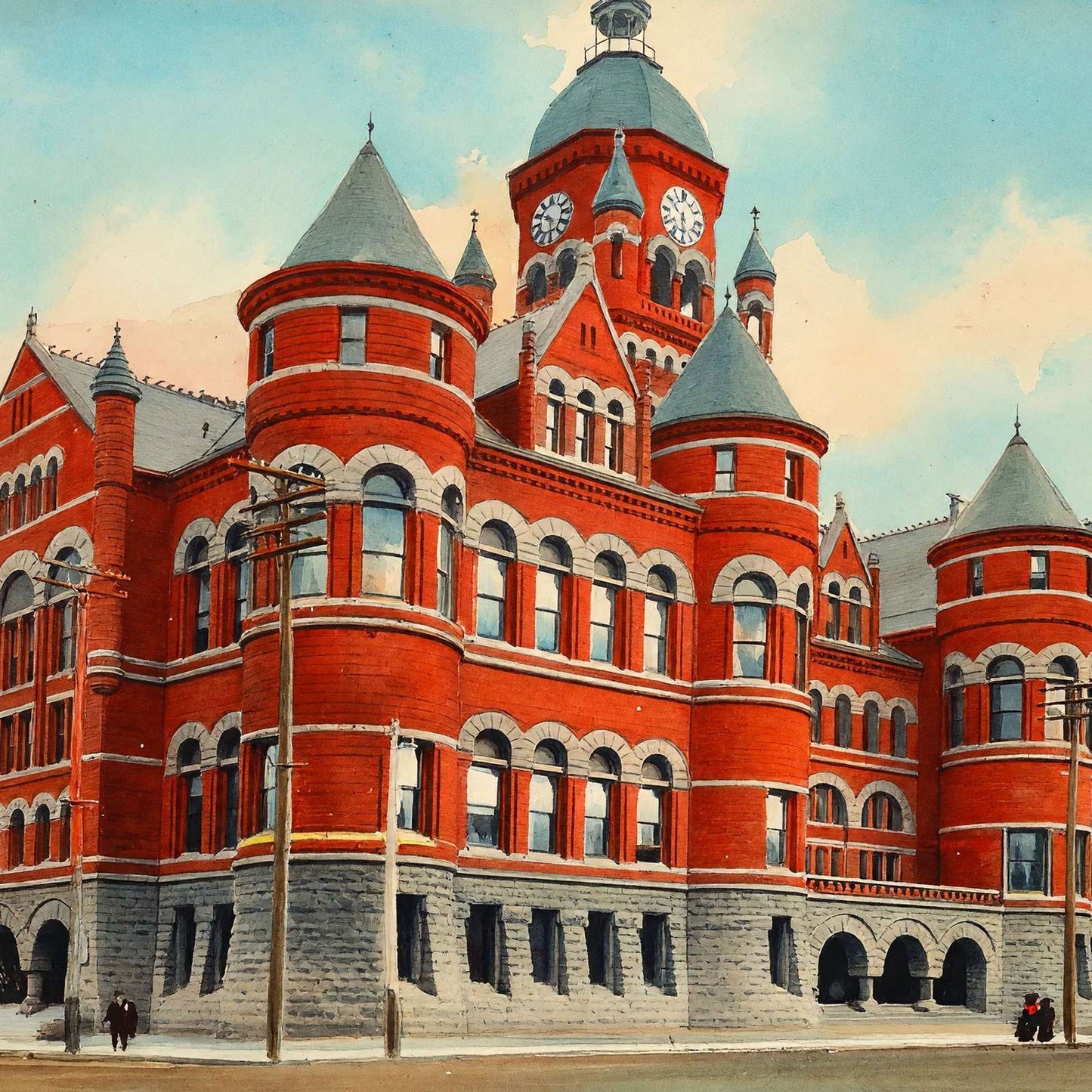 County Court House Dallas in 1906 Art Print (7 Sizes) - Archival Paper