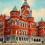 County Court House Dallas in 1906 Art Print (7 Sizes) - Archival Paper