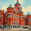 County Court House Dallas in 1906 Art Print (7 Sizes) - Archival Paper
