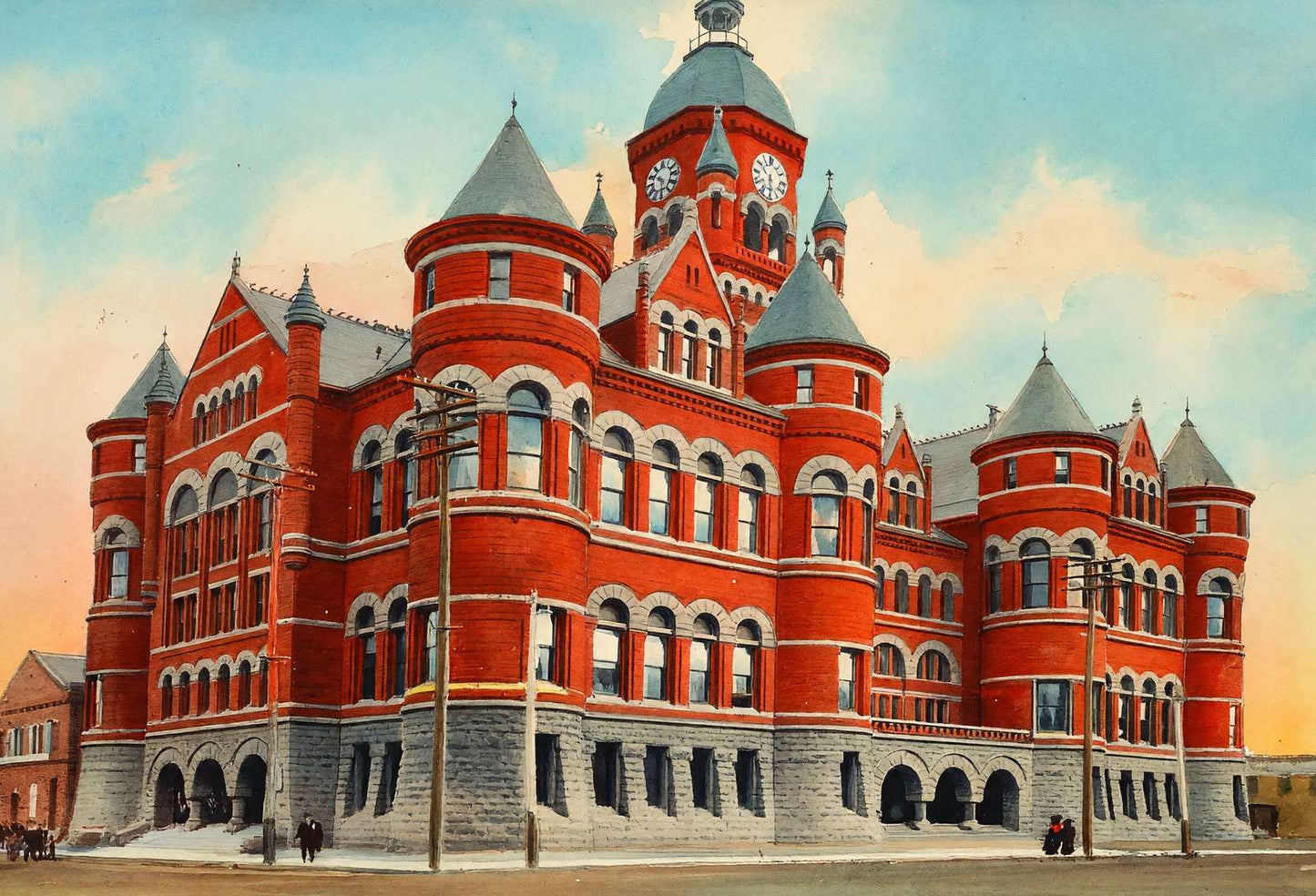 County Court House Dallas in 1906 Art Print (7 Sizes) - Archival Paper