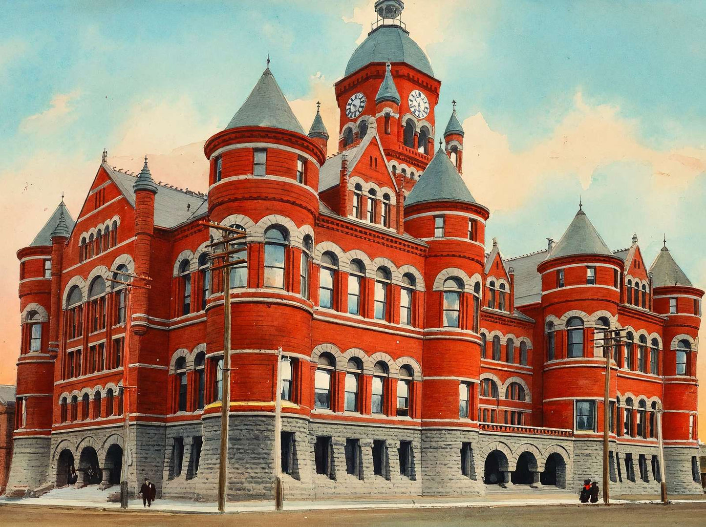 County Court House Dallas in 1906 Art Print (7 Sizes) - Archival Paper