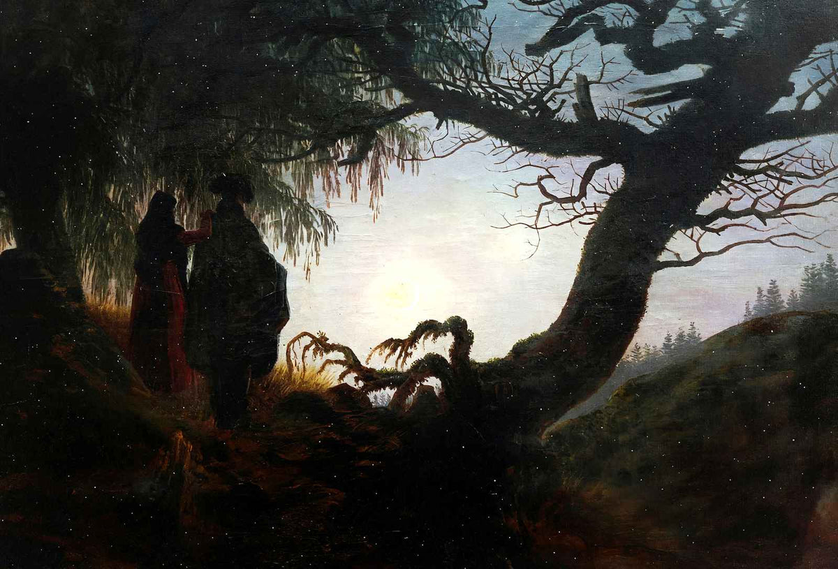 Couple Gazing at the Moon 1824 by Caspar David Friedrich Art Print (6 Sizes)