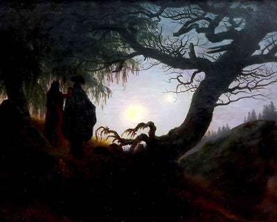 Couple Gazing at the Moon Painting by Caspar David Friedrich 8x10" Art Print