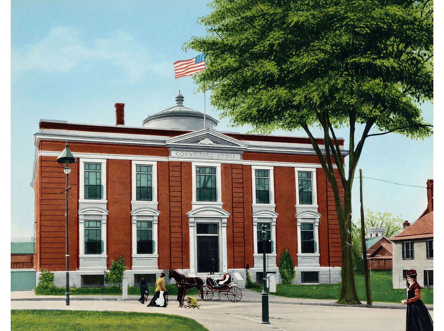 Court House Nashua NH in 1906 Vintage Print (7 Sizes) - Premium Print