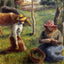 Cowherd Art Print 1883 Painting by Camille Pissarro (6 Sizes) - Restored