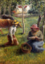 Cowherd Art Print 1883 Painting by Camille Pissarro (6 Sizes) - Restored