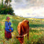 Cowherd, Pontoise 1882 Painting by Camille Pissarro Fine Art Print (6 Sizes)