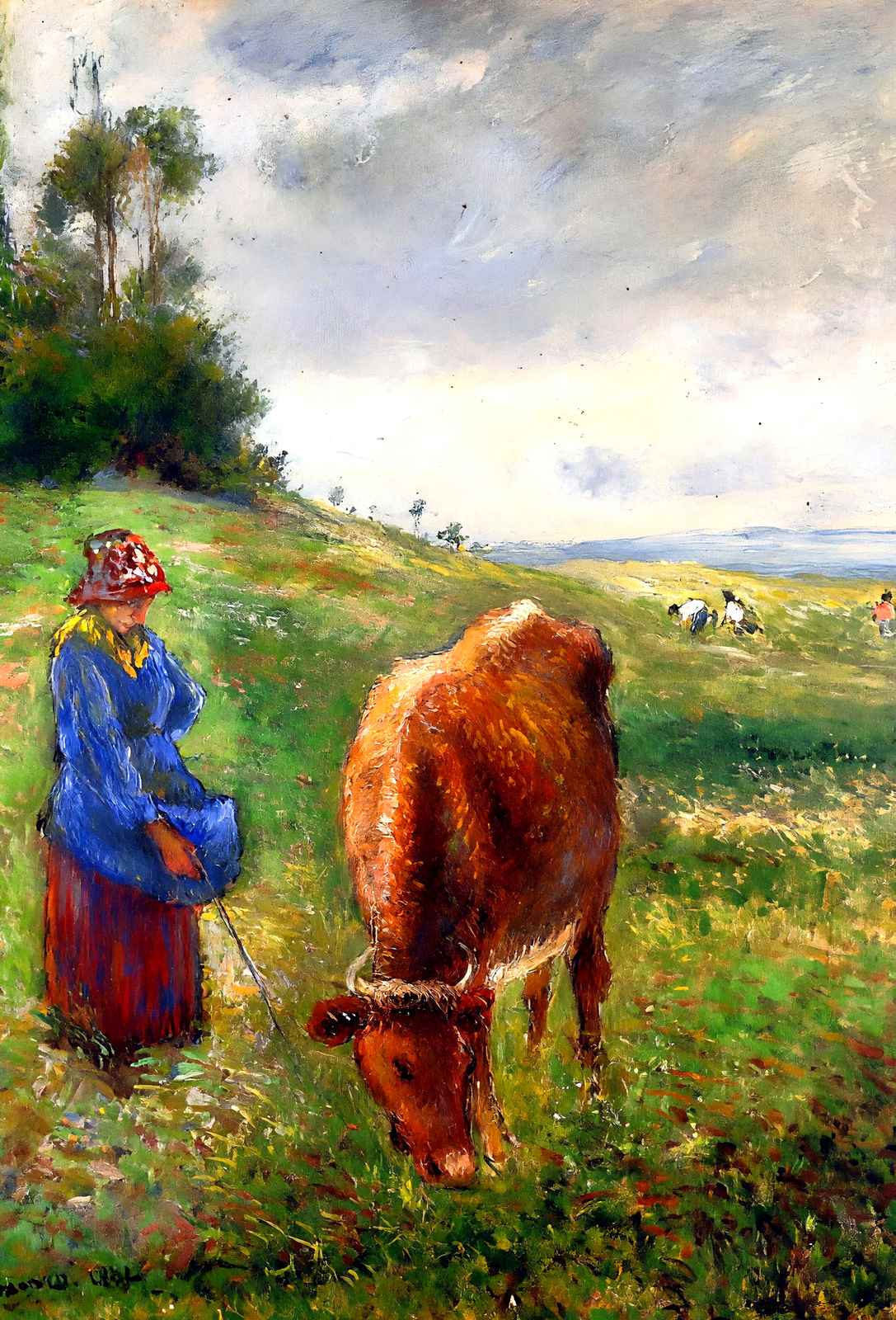 Cowherd, Pontoise 1882 Painting by Camille Pissarro Fine Art Print (6 Sizes)